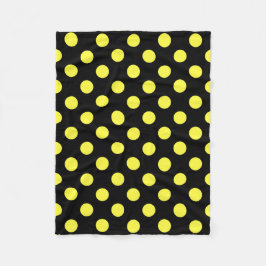 Manta Polar Puntos de polka amarillos sobre fondo negro
