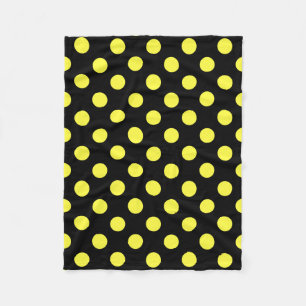 Manta Polar Puntos de polka amarillos sobre fondo negro