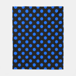 Manta Polar Puntos de polka azul y negro