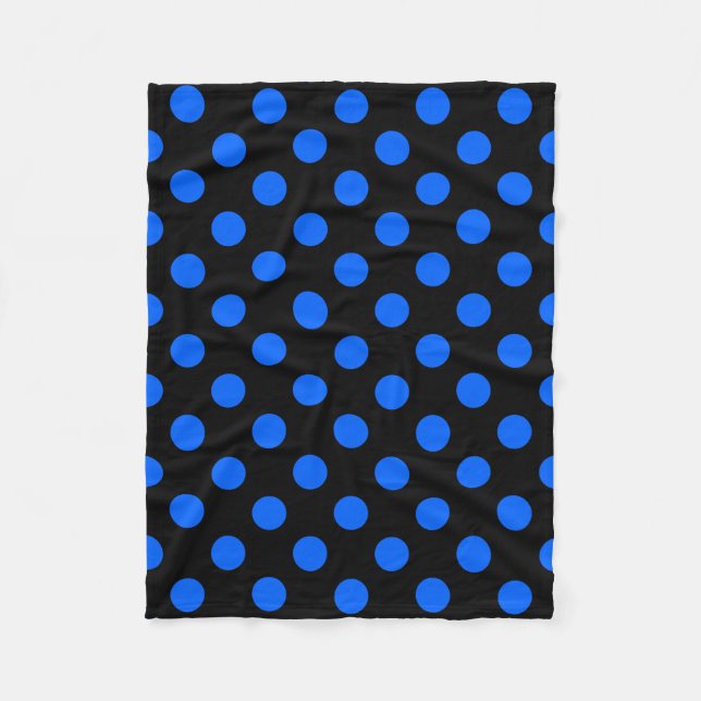 Manta Polar Puntos de polka azul y negro (Anverso)