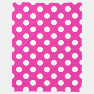 Manta Polar Puntos de polka blanco en fuchsia