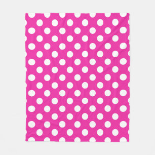 Manta Polar Puntos de polka blanco en fuchsia