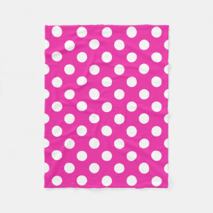 Manta Polar Puntos de polka blanco en fuchsia
