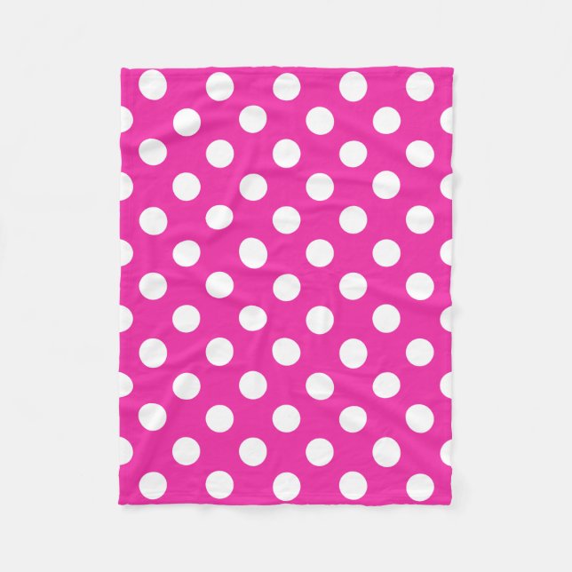 Manta Polar Puntos de polka blanco en fuchsia (Anverso)