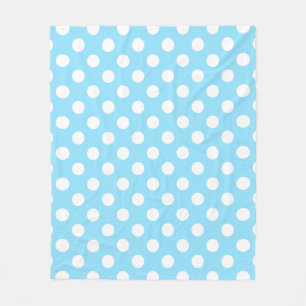 Manta Polar Puntos de polka blanco sobre azul pálido