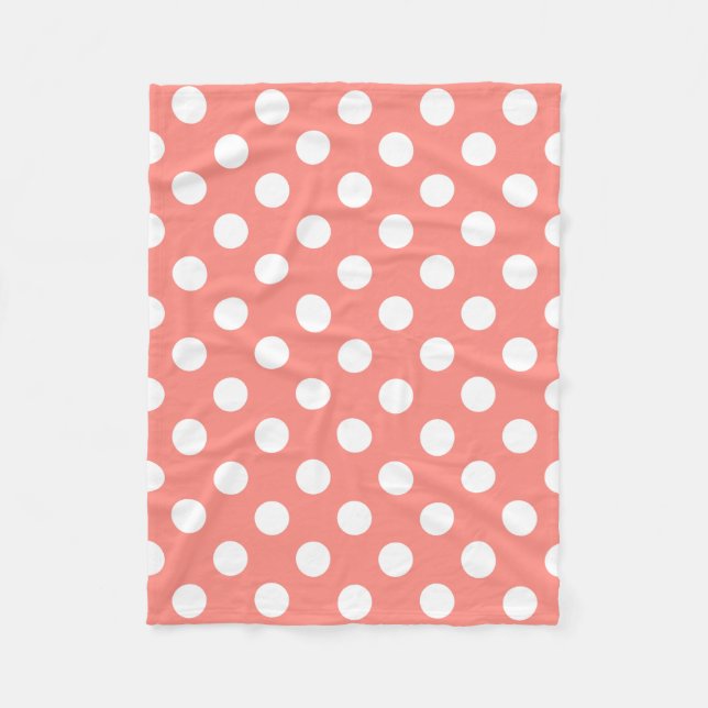 Manta Polar Puntos de polka blanco sobre melocotón (Anverso)