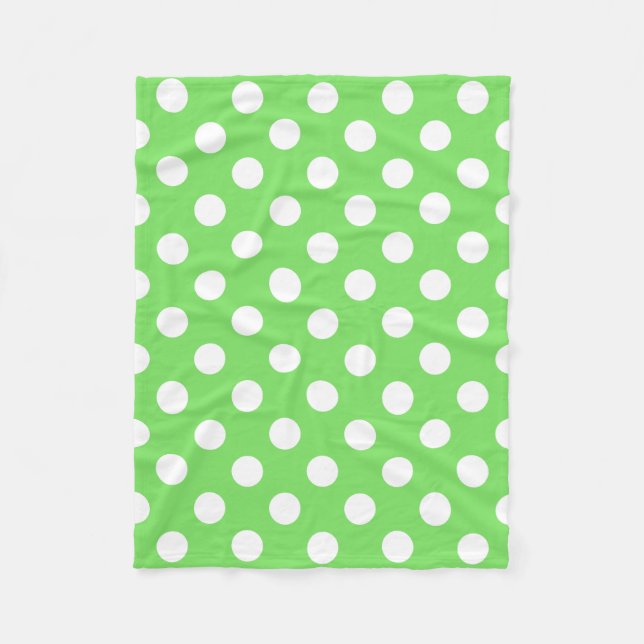 Manta Polar Puntos de polka blanco sobre verde manzana (Anverso)