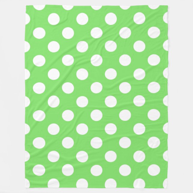 Manta Polar Puntos de polka blanco sobre verde manzana (Anverso)