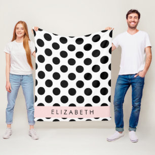 Manta Polar Puntos de Polka blancos y negros, punteados, tu no