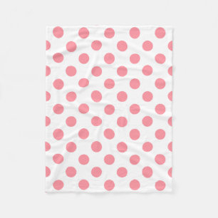 Manta Polar Puntos de polka coral y blanco
