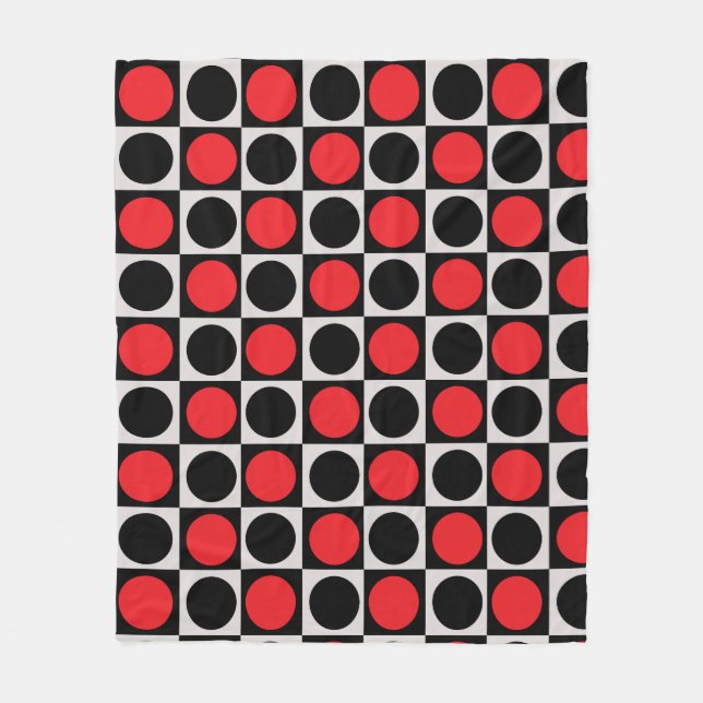 Manta Polar Puntos de Polka Geométrica Red Black Circle (Anverso)