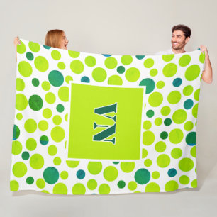 Manta Polar puntos de polka gris amarillo sobre fondo blanco