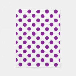 Manta Polar Puntos de polka morado y blanco
