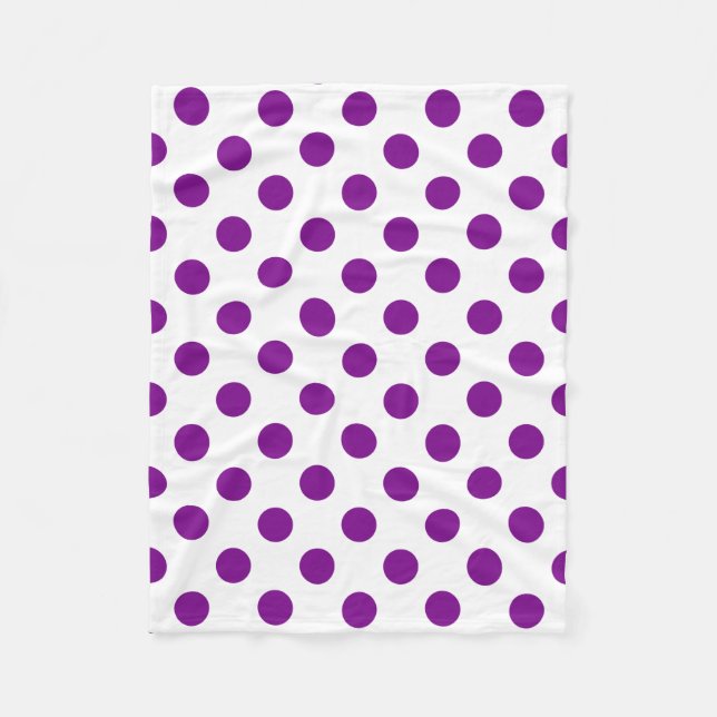 Manta Polar Puntos de polka morado y blanco (Anverso)