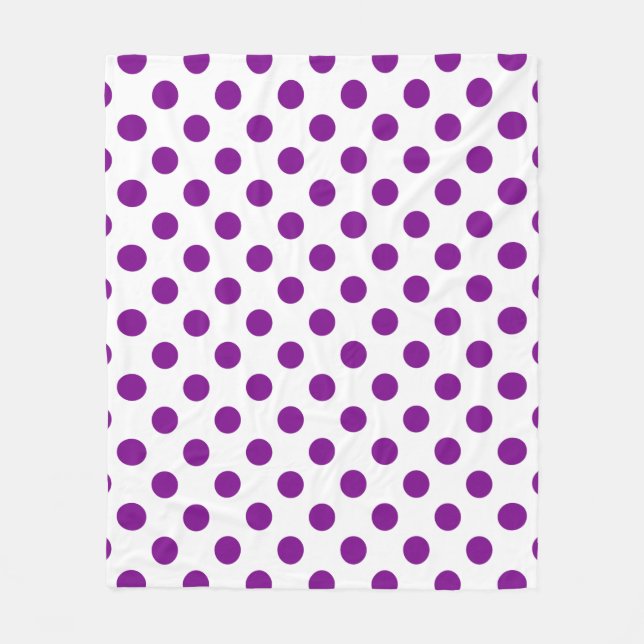 Manta Polar Puntos de polka morado y blanco (Anverso)
