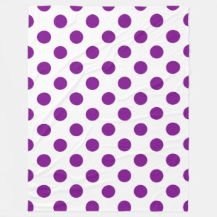 Manta Polar Puntos de polka morado y blanco