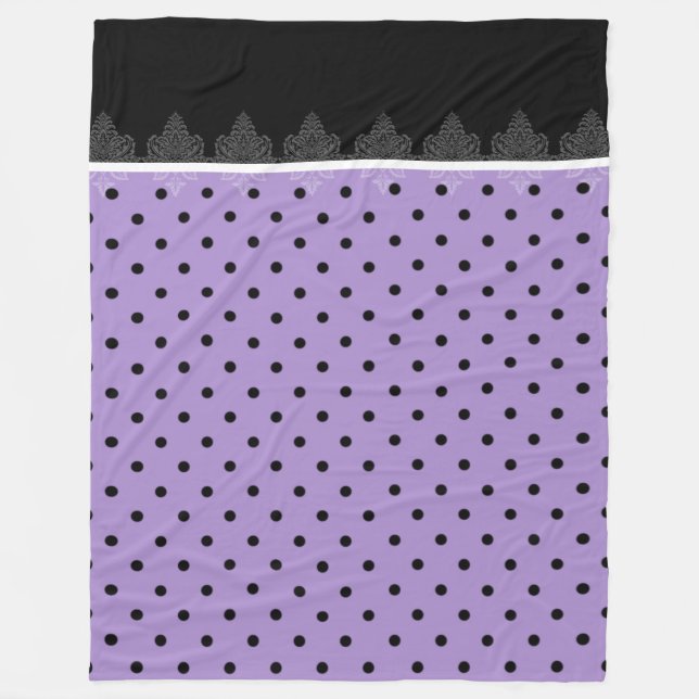 Manta Polar Puntos de polka morado y negro (Anverso)
