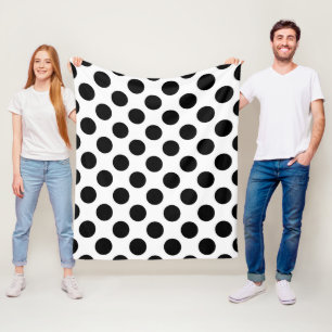 Manta Polar Puntos de polka, patrón de puntos de polka, negro