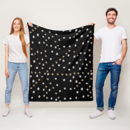Manta Polar Puntos de Polka Plata y Oro