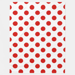 Manta Polar Puntos de polka rojos y blancos