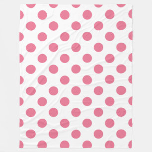 Manta Polar Puntos de polka rosa y blanco