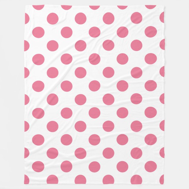 Manta Polar Puntos de polka rosa y blanco (Anverso)