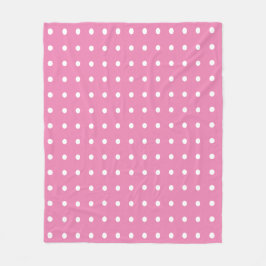 Manta Polar Puntos de polka rosa y blanco