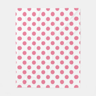 Manta Polar Puntos de polka rosa y blanco