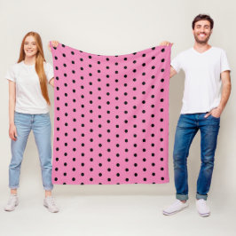 Manta Polar Puntos de polka rosados y negros