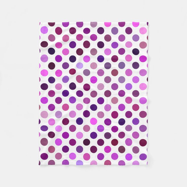 Manta Polar Puntos de polka rosados y púrpura (Anverso)