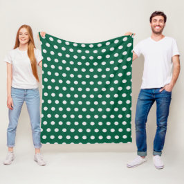 Manta Polar Puntos de polka verde y blanco
