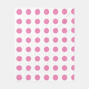 Manta Polar Puntos de Polka Vintage Color Blanco Rosa Retro Cl