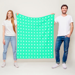 Manta Polar Puntos Mint Green y White Polka