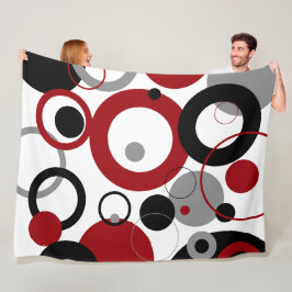 Manta Polar Puntos rojos, grises y negros