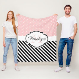 Manta Polar Puntos y franjas cortas