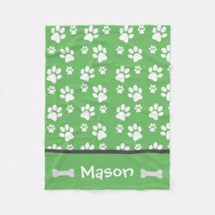 Manta Polar Puppy Dog Paw Print Blanket Personalizado Con Nomb
