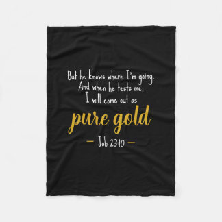 Manta Polar Pure Gold Job 23:10 Scripture Fleece Blanket