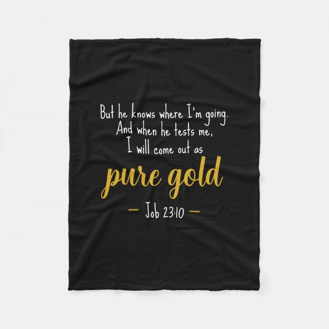 Manta Polar Pure Gold Job 23:10 Scripture Fleece Blanket (Anverso)