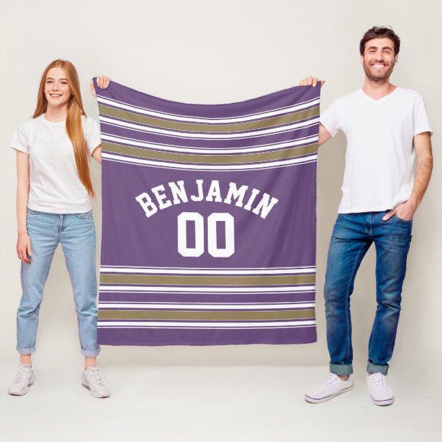 Manta Polar Purple and Gold Jersey Stripes Número de nombre pe (In situ)