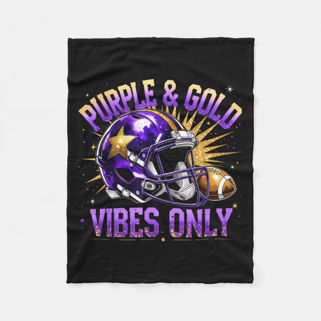 Manta Polar Purple And Gold Vibes Only Football Fan Gift  (Anverso)