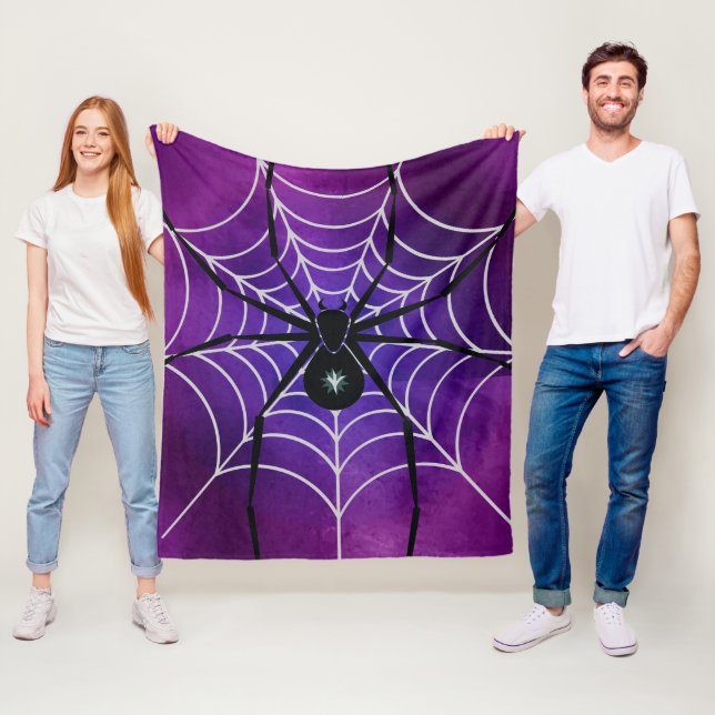 Manta Polar Purple Black Spider Throw Blanket (In situ)