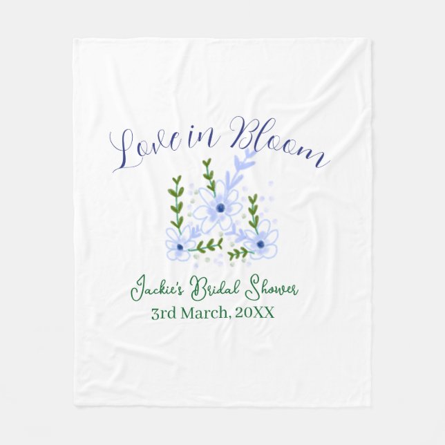 Manta Polar Purple boho love in Bloom bridal shower name retro (Anverso)
