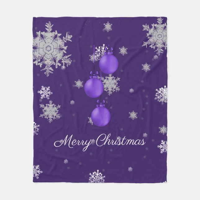 Manta Polar Purple Christmas Ornaments Fleece Blanket (Anverso)