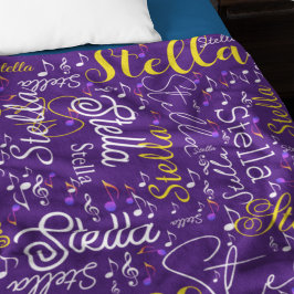Manta Polar Purple Fleece Blanket con notas musicales a color