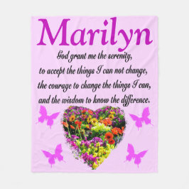 MANTA POLAR PURPLE FLORAL PERSONALIZADO SERENITY PRAYER BLANKE