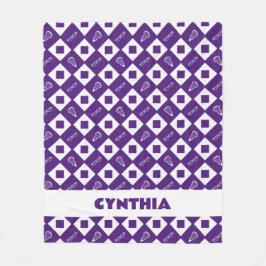 Manta Polar Purple Lacrosse Argyle Pattern Fleece Blanket