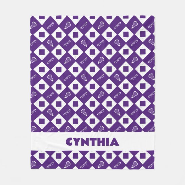 Manta Polar Purple Lacrosse Argyle Pattern Fleece Blanket (Anverso)
