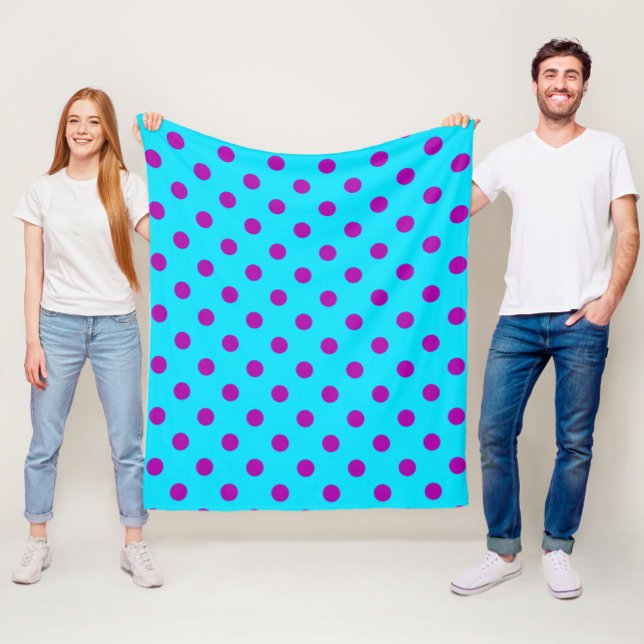Manta Polar Purple On Blue Polka Dots Pattern Design (Subido por el creador)