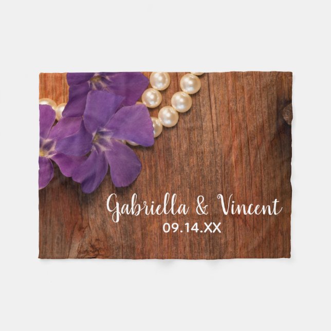 Manta Polar Purple Periwinkle y Pearls Country Barn Boda (Frente (Horizontal))