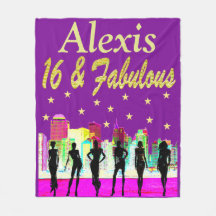 PURPLE PERSONALIZADO 16 Y FABULOUS FLEECE BLANKET